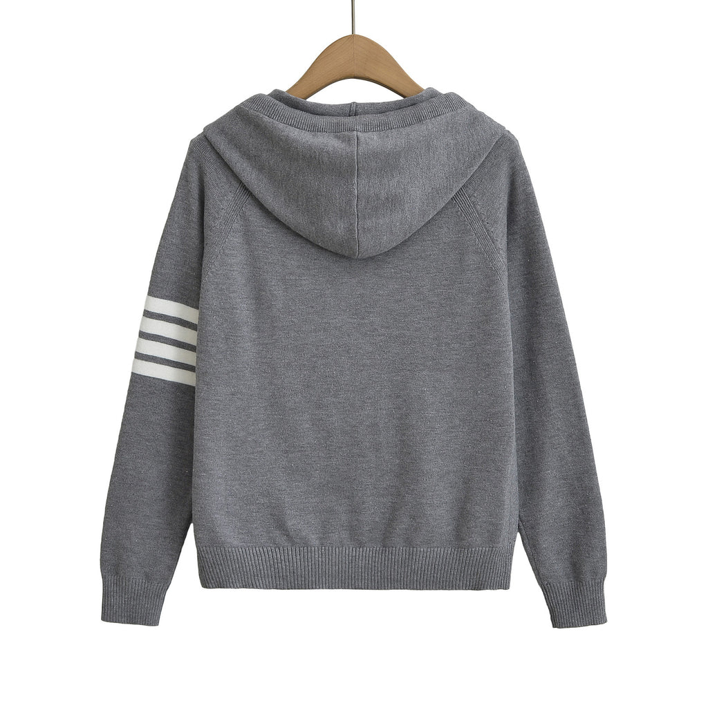 Hooded zipper sweater