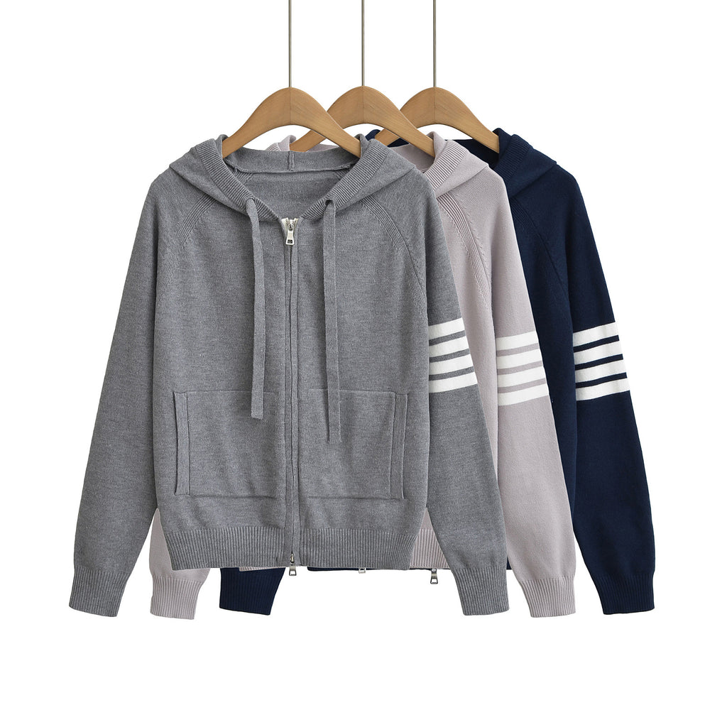Hooded zipper sweater